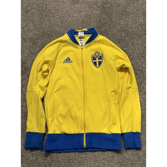 2015 ADIDAS SWEDEN SvFF Sverige Soccer Track Jacket Full Zip Men’s Small Flaws - Picture 1 of 14